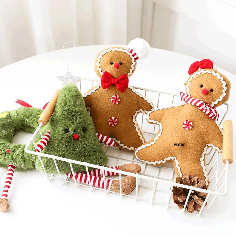 Gingerbread Man Plush Pom-Pom Christmas Tree Ornament