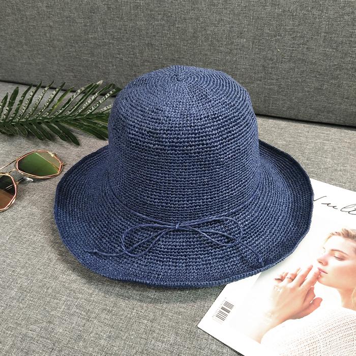 Women Fashion Summer Crochet Straw Cap Sun Protection Raffia Wide Brim Foldable Straw Hats