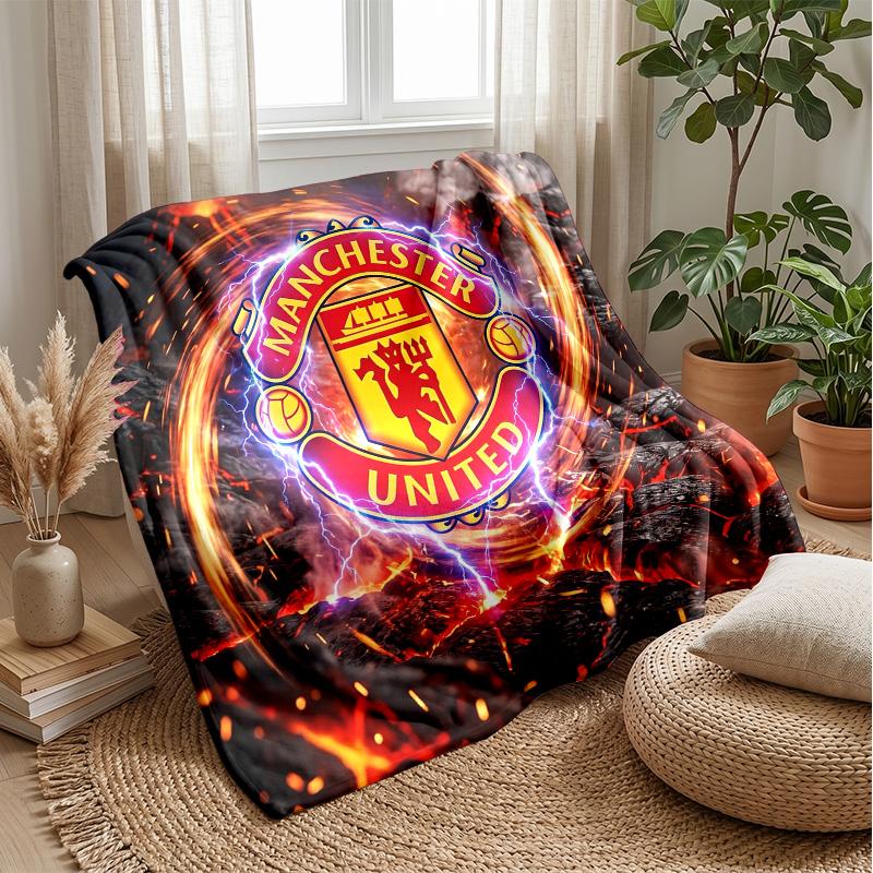 Manchester United Theme Blanket Soft Flannel Blanket Plush Throw Blanket Cozy Sofa Bed Blanket for Home Decor