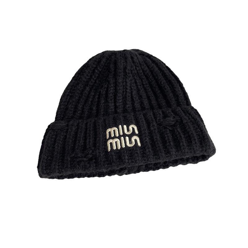 Korean Style Knitted Hat for Women Winter Warm Ear Protection Hooded Hat Thickened Windproof and Cold Protection Ear Protection Hat Letter Woolen Hat