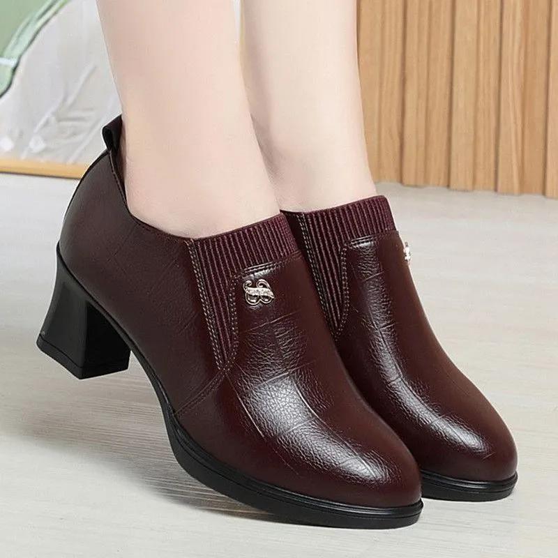 botas femininas women classic round toe high quality black leather square heel ankle boots lady casual shoes ab780