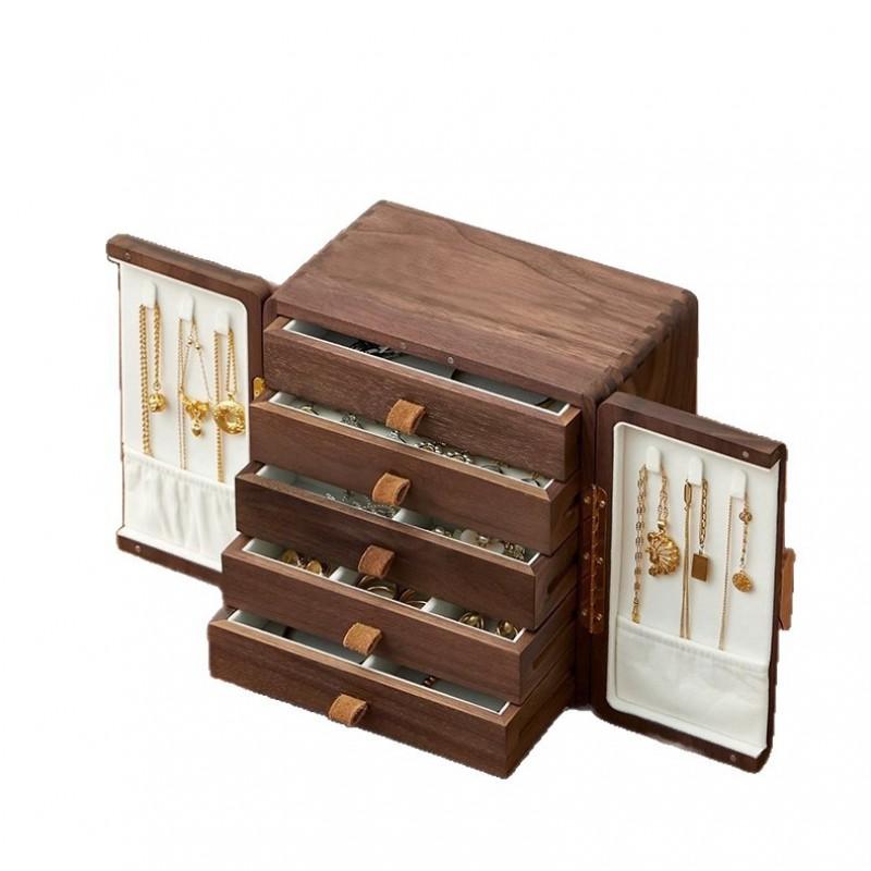 Solid Wood Jewelry Box Large Capacity Multi-layer Organizer Earrings Necklaces Luxury Anti-oxidation