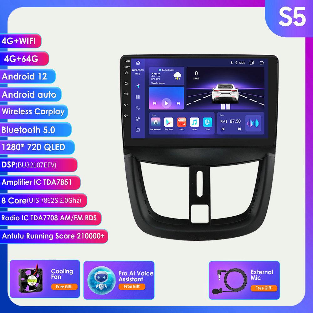DSP IPS Android 12 Bilradio Multimedia Videospiller for Peugeot 207 CC 207CC 2006 - 2015 GPS 2Din RDS Stereo Intelligent Skjerm Autoradio Carplay