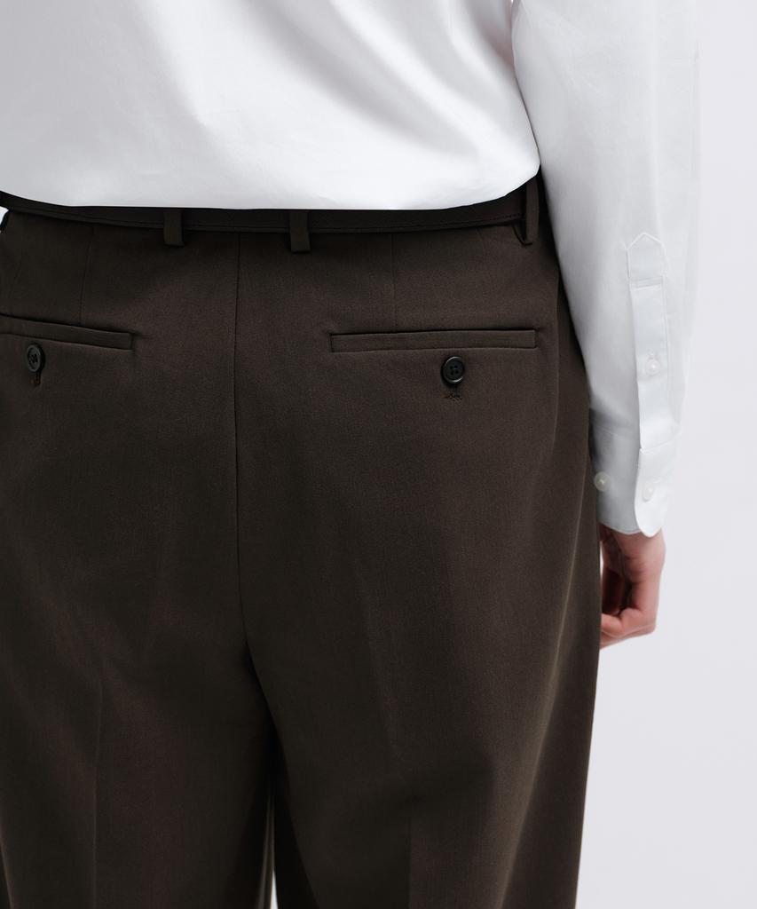 Musinsa Standard Real Wide Hidden Banding Slacks [Dark Brown]