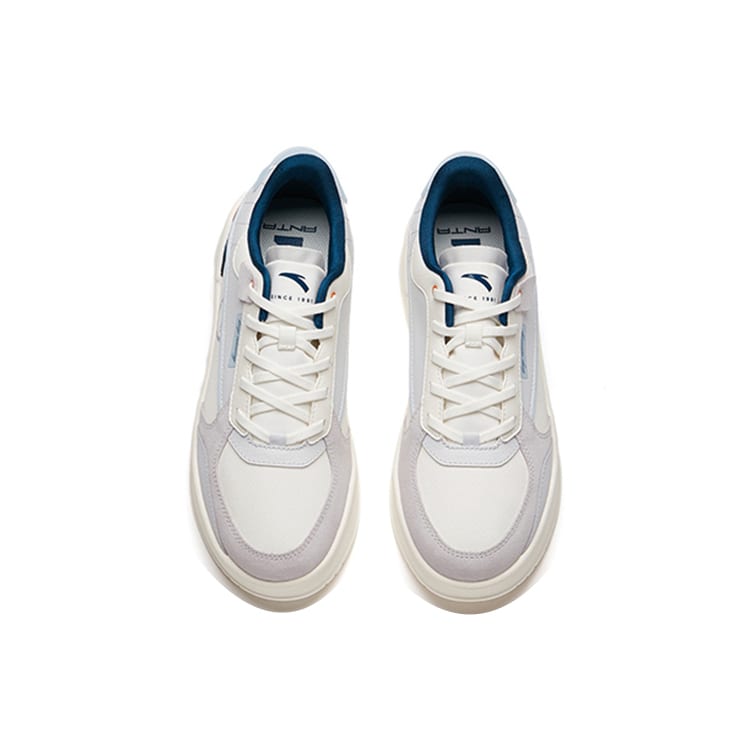 Anta Slip Resistant Abrasion Resistant Low Top Skateboard Shoes Men's Ivory White Sand Grain Gray 912138823-3