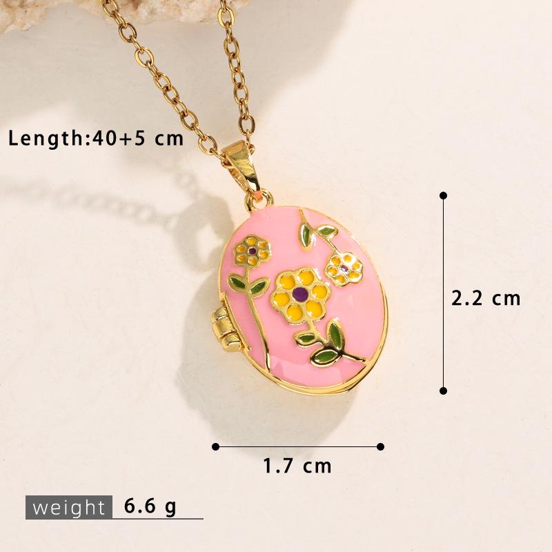 Stunning Retro Enamel Photo Album Necklace with Clavicle Chain for Women