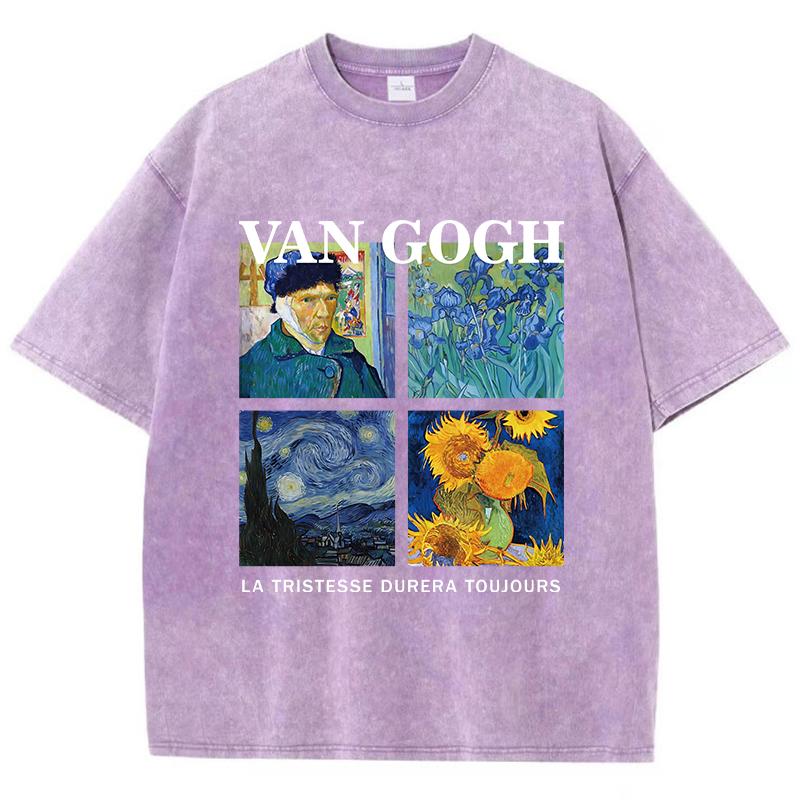 Módní dámská praná trička Van Gogh La Tristesse Durera Toujours s potiskem bavlněná nadměrná trička s kulatým výstřihem oblečení