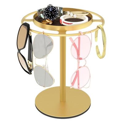 New Rotating Sunglass Organizer Eye Glass Display Stand 360-degree Rotation With Tray Jewelry Storage Organizer Detachable Home