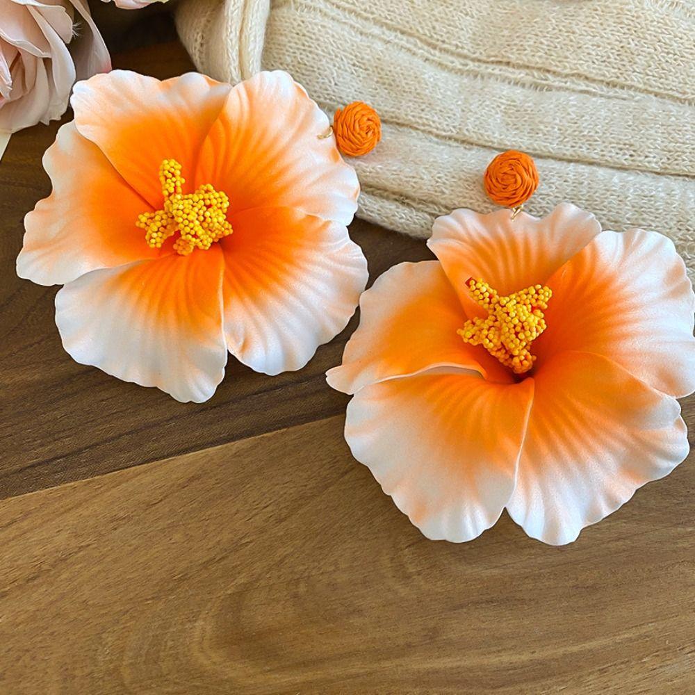 Zinc Zinc Alloy Simulated Flower Drop Earrings Silver Needle Lafite Grass Earrings Flower Earrings Women