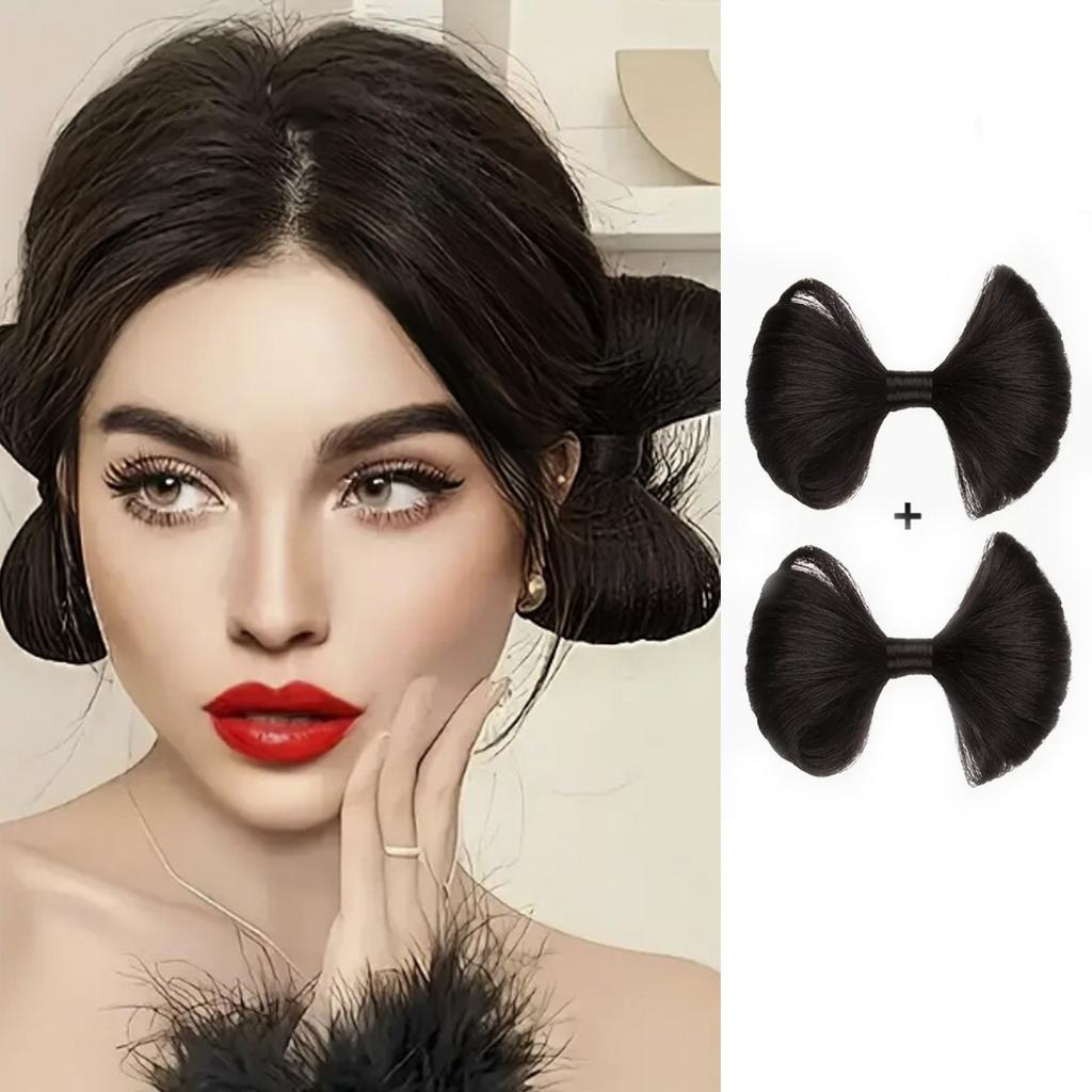 Bow Claw Hair Bun Synthetic Straight Hair Bun Hairpiece Heat Resistant Natural Fake Styling Hair Accessories Hair Accessories