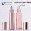 5ml Rose Gold Glass Rollerball Bottle - Pink Plated, Portable Cosmetic Sample Dispenser