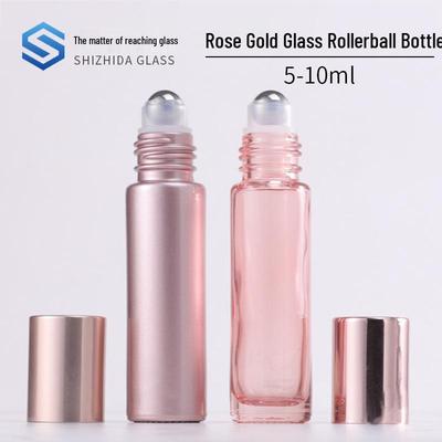 Frasco Roll-on de Vidro 5ml Ouro Rosa - Revestido de Rosa, Dispensador Portátil para Amostras Cosméticas