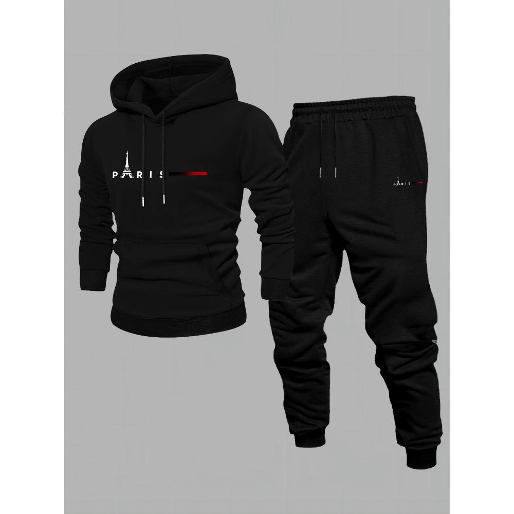 Men's New Sports and Leisure Fashion Printed Hooded Sweatshirt Spring and Autumn Sports Set 2 Piece Set, Unique and Irreplaceable Style