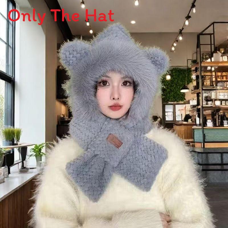 Bear Hat Scarf Set For Winter Adults Warm Knit Windproof Earmuff Gloves Gift Idea