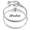 2 Stück/Los Sonderangebot 3mm Silberfarbene Schlangenkette Charm-Armband Für Damen Herren Passend für DIY-Armbänder Schmuck Geschenk