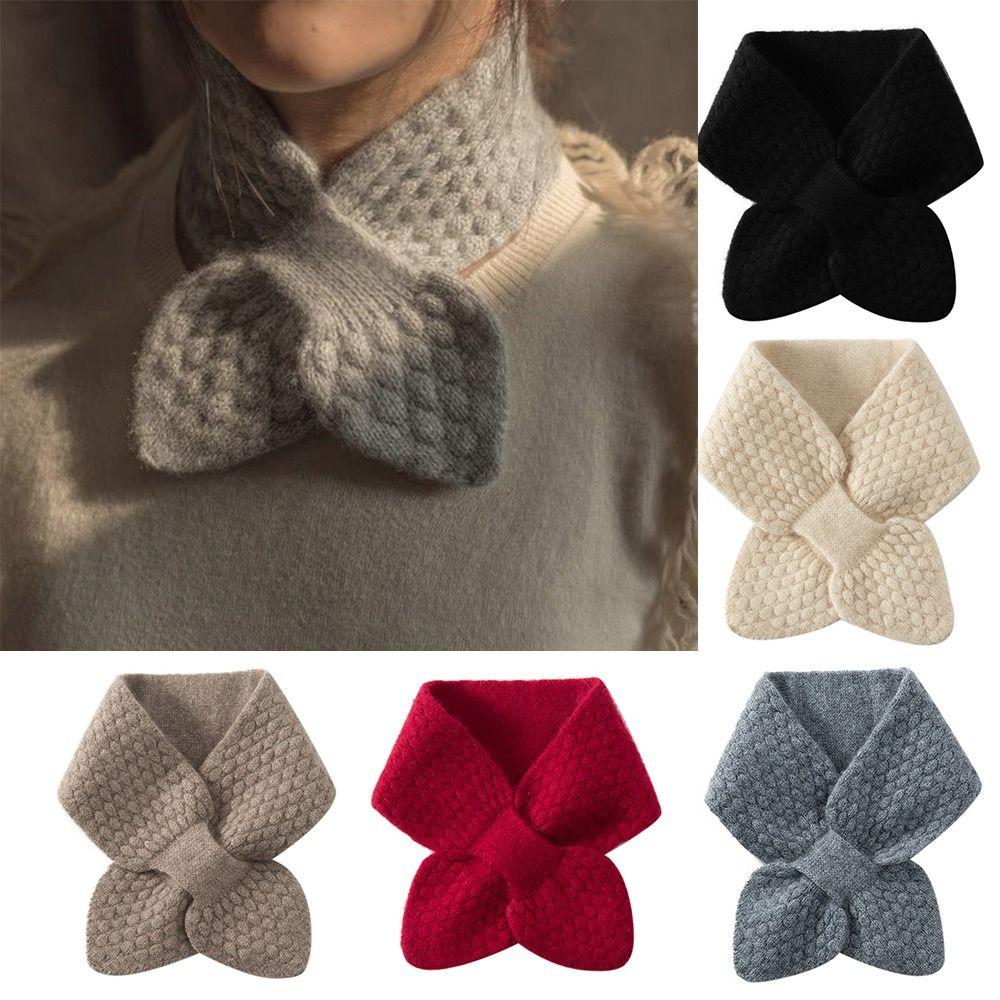 Thickening Cross Knitted Scarf Bib Snood Cowl Tube Thermal Neck Warmer Scarf  Winter