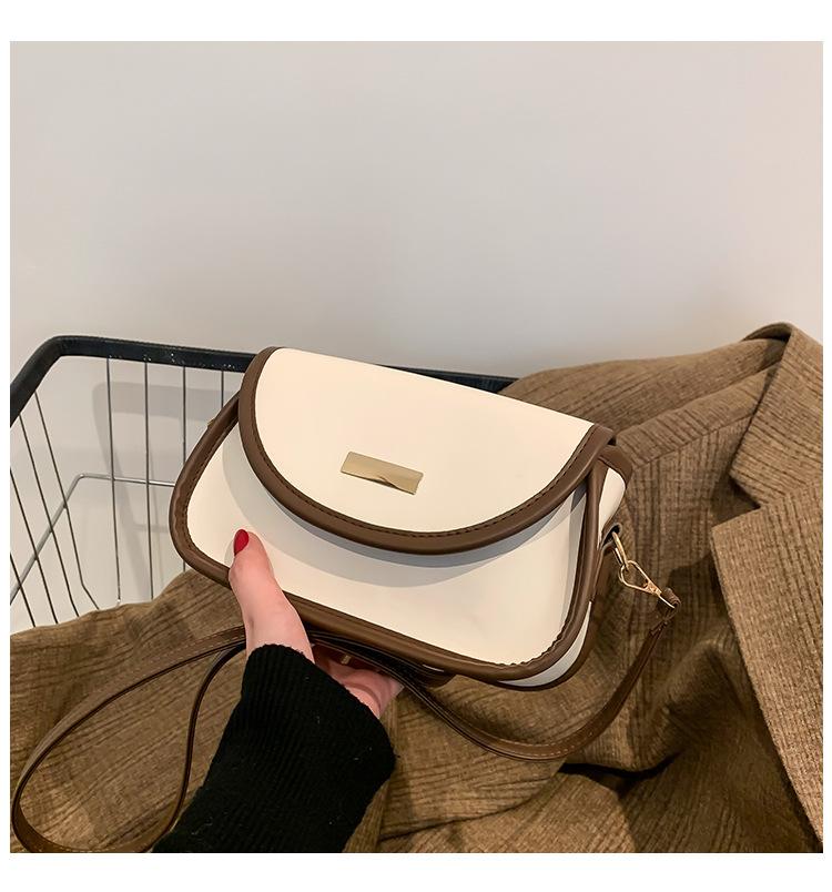 Women's bag textured handbag 2025 autumn new simple small square bag fashionable solid color shoulder messenger bag