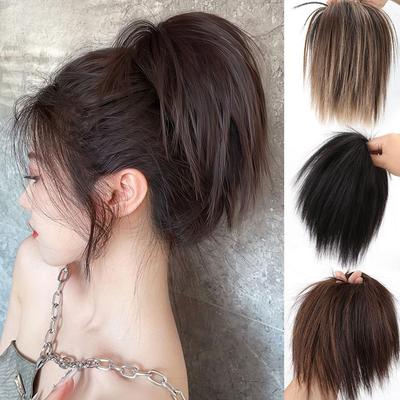 Synthetic Hair Bun Extensions Messy Straight Hair Band Elastic Chignon Scrunchy Wrap Updo False Hair Pieces for Women Hair