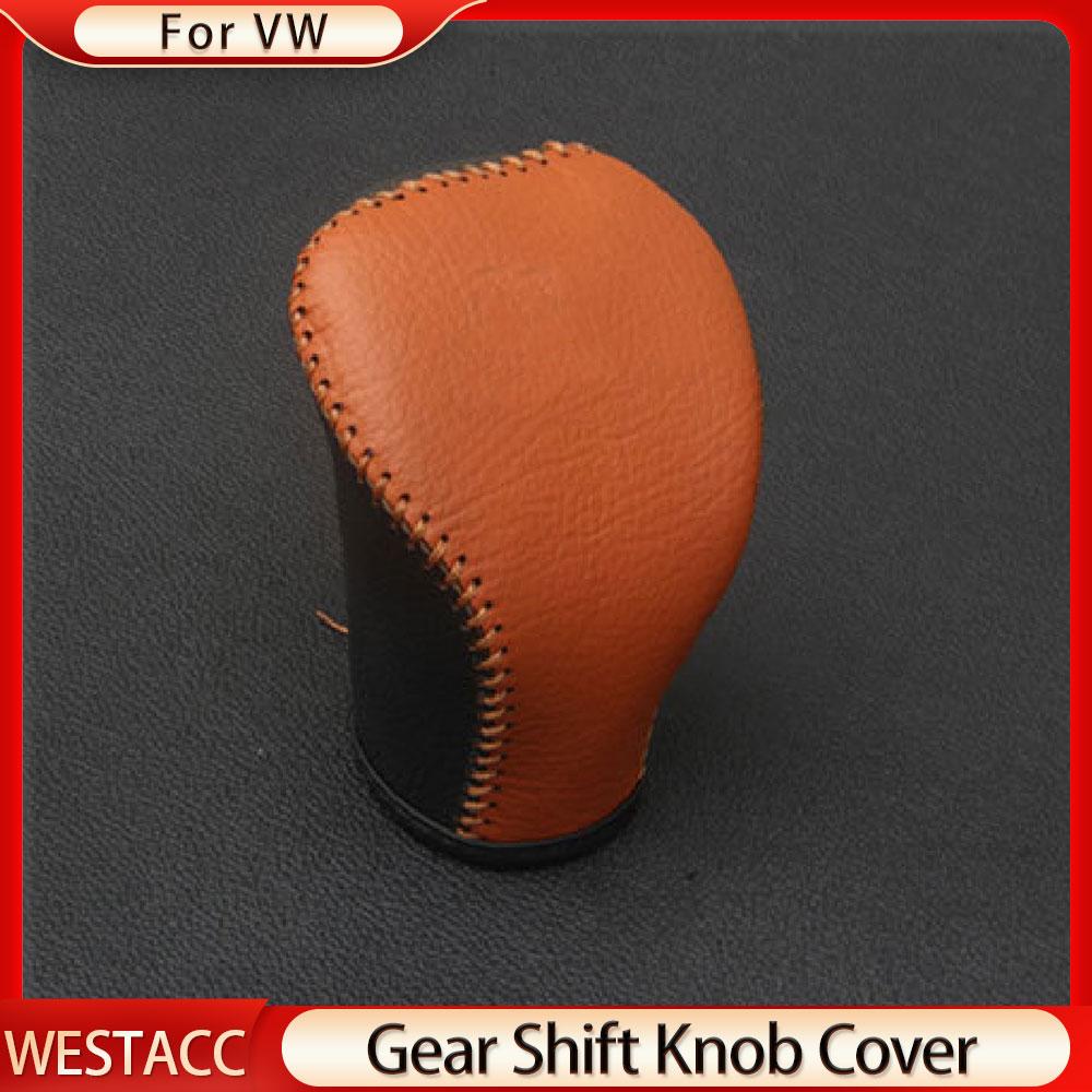 Echtes Leder Auto Schaltknauf Abdeckung für Volkswagen VW Tiguan L MK2 2017 - Gänge Manschetten