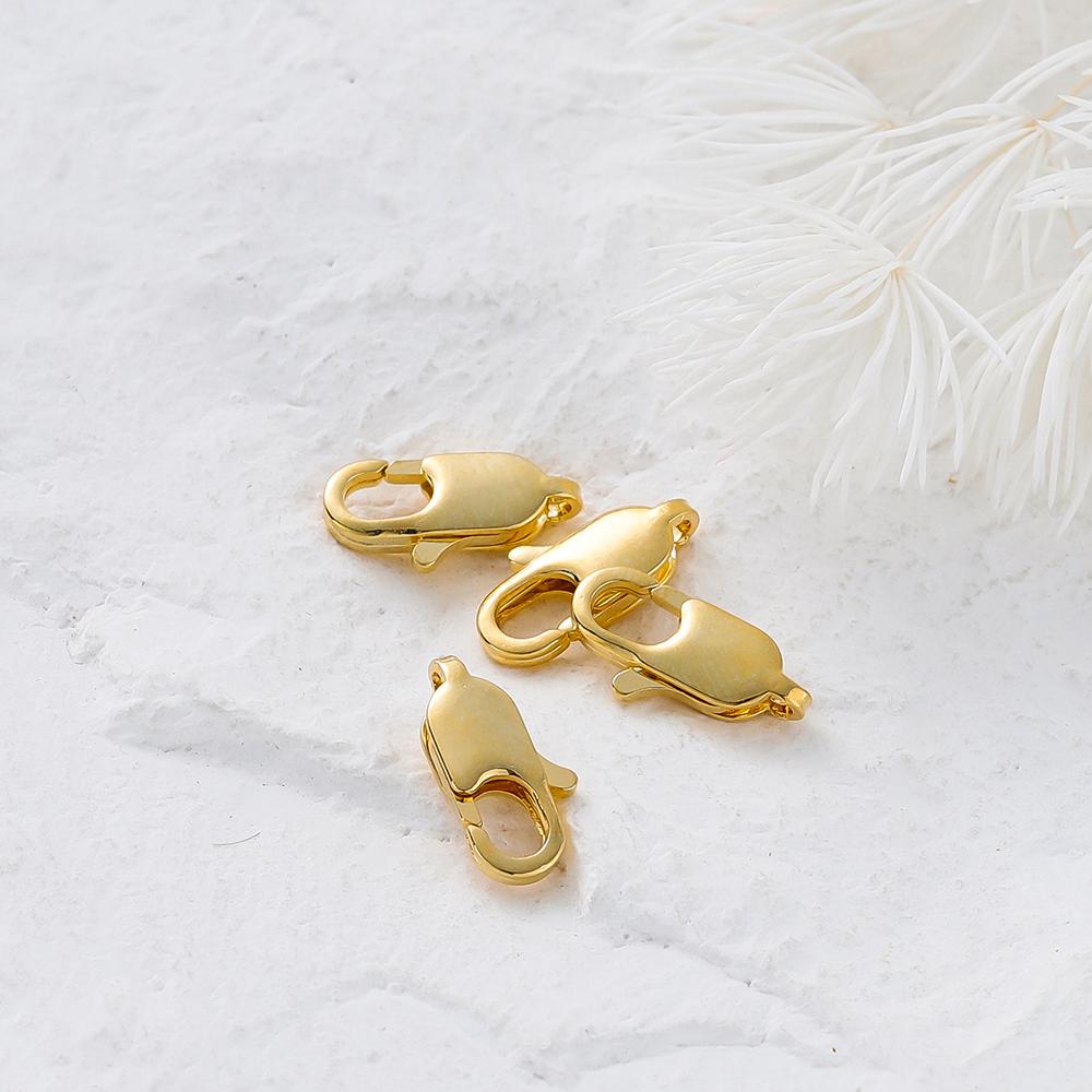 10pcs/lot 14K 18K Gold Plated Lobster Clasps Jump Rings End Chain Connector Hooks For DIY Necklace Bracelet Making Components