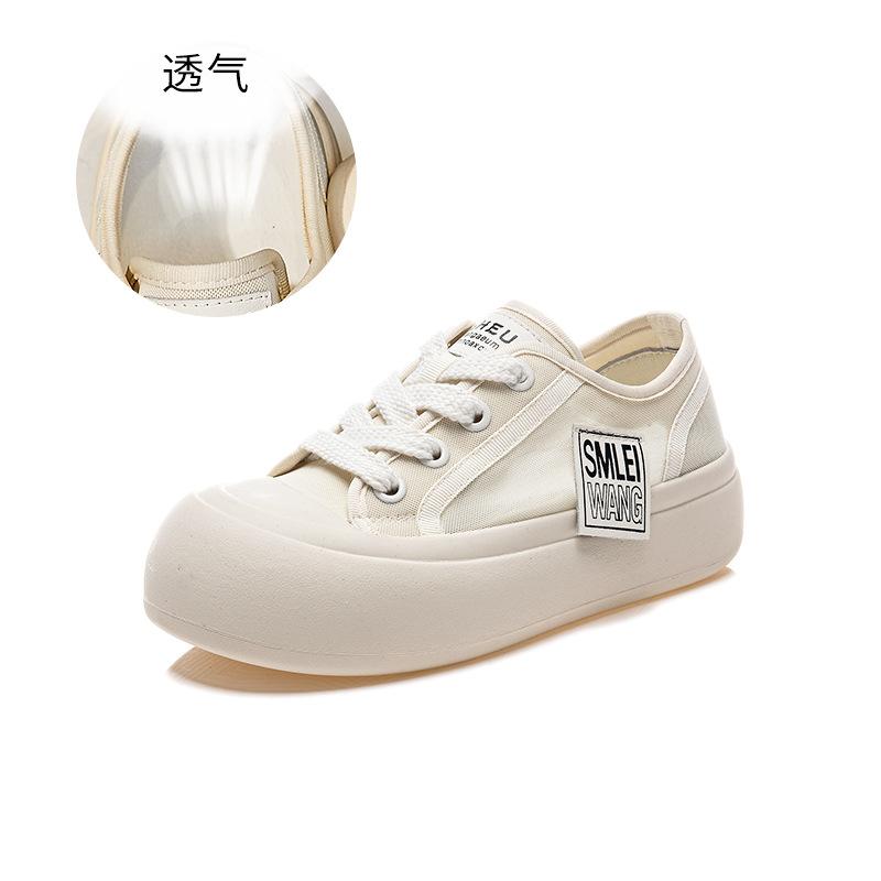

The first layer of sheepskin big head white shoes women s 2025 summer new breathable women s shoes sports and leisure board shoes round head single 40 бежевий