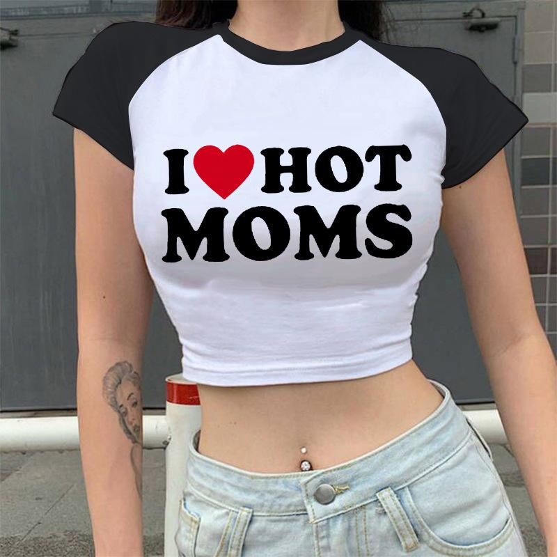 European and American women's clothing spring and summer new ins letter I love ME printed short slim-fitting short-sleeved T-shirt