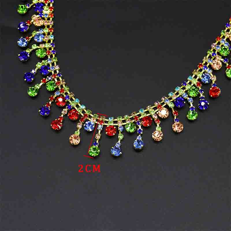 10Yards Rhinestone Fringe Trim Sparkle Diamond Rhinestone Tassel Chain Crystal Belt Clothing Bag DIY Wedding Decoration Gift