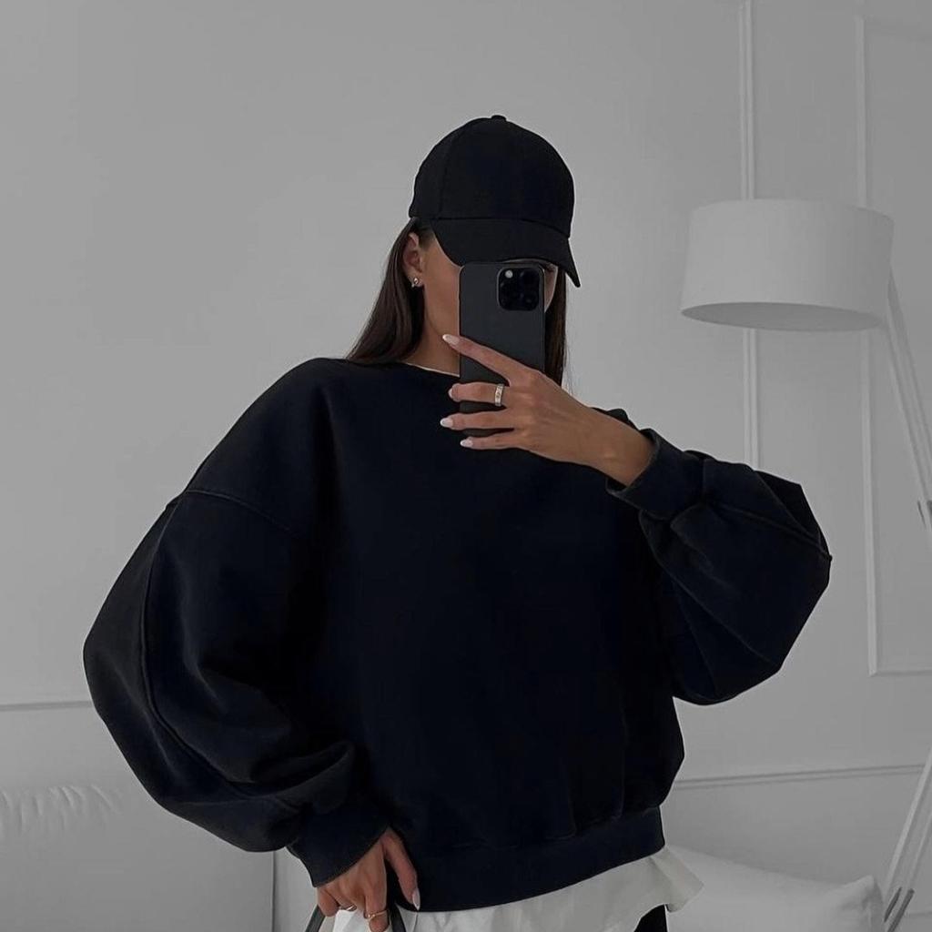 Women's Oversized Sweatshirts Crewneck Casual Lounge Spring Fall Outfits Basic Loose Fit Long Sleeve Pullover Tops for Women Soft Workout Sweatshirt