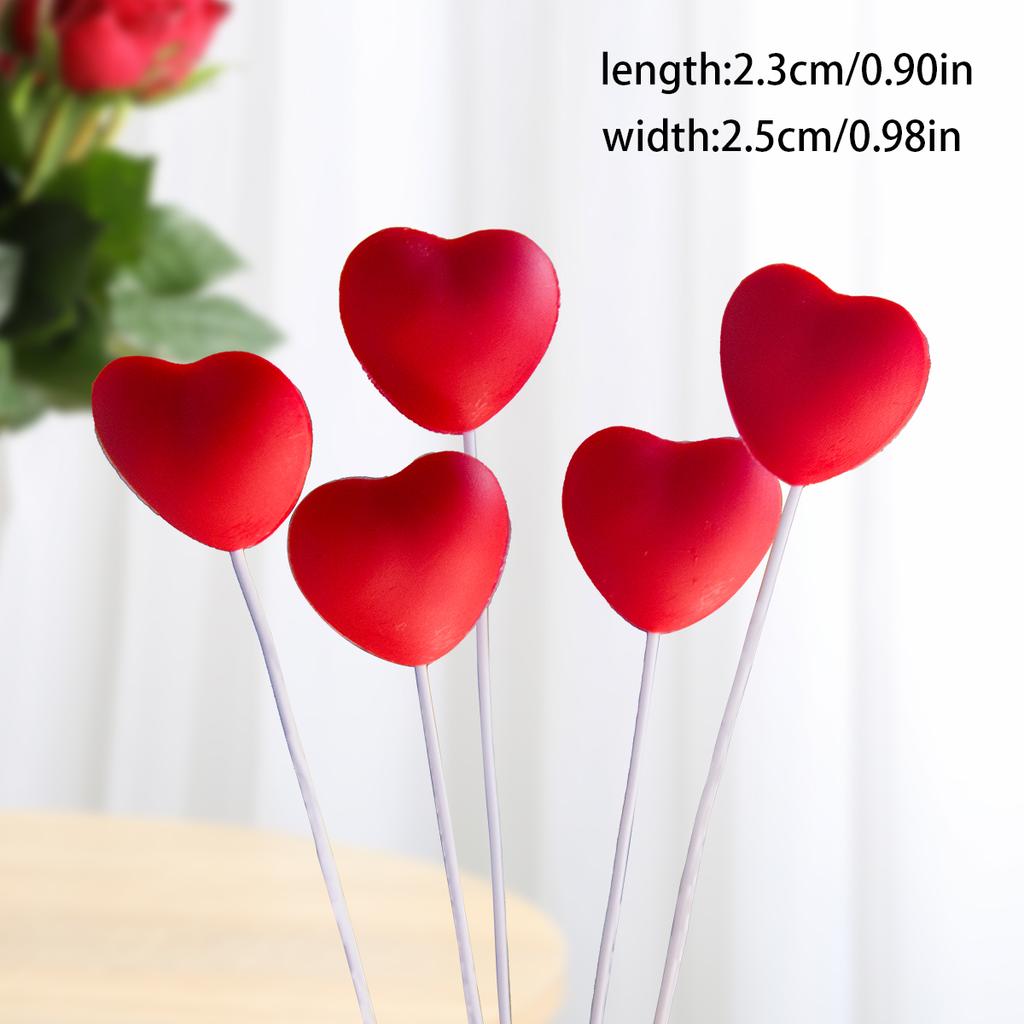 5/10pc Valentine's Day Cake Toppers Sweet Red Pink Heart Shape Cupcake Picks Valentines Wedding Engagement Party Cake Decoration