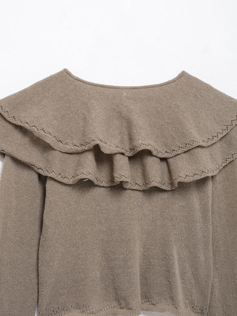 2025 Spring Women's European & American Style Layered V-Neck Long Sleeve Knitted Top