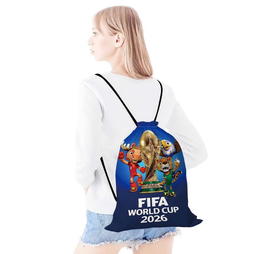 2026 FIFA World Cup Themed Drawstring Backpack Versatile for Office and Outdoor Activities Features An Adjustable Drawstring Closure