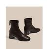 Fashion 2025 New British Retro Style Square Toe Women Show Skinny Block Heel Versatile Soft Leather Booties