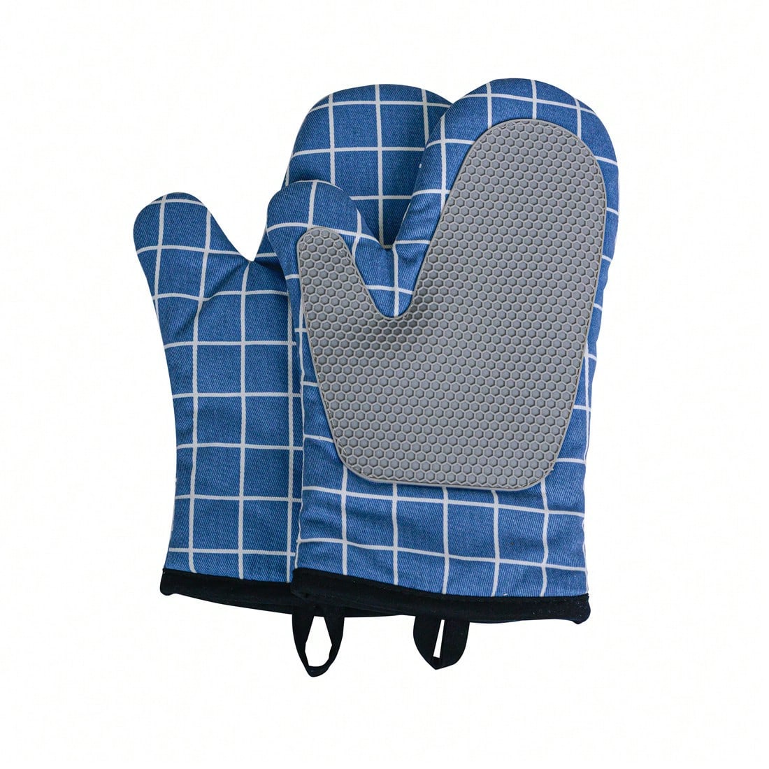 1 Paire de gants en silicone anti-brûlure pour four à micro-ondes, isolation thermique, résistance aux hautes températures, gants antidérapants, gants anti-brûlure pour la cuisson au four bleu