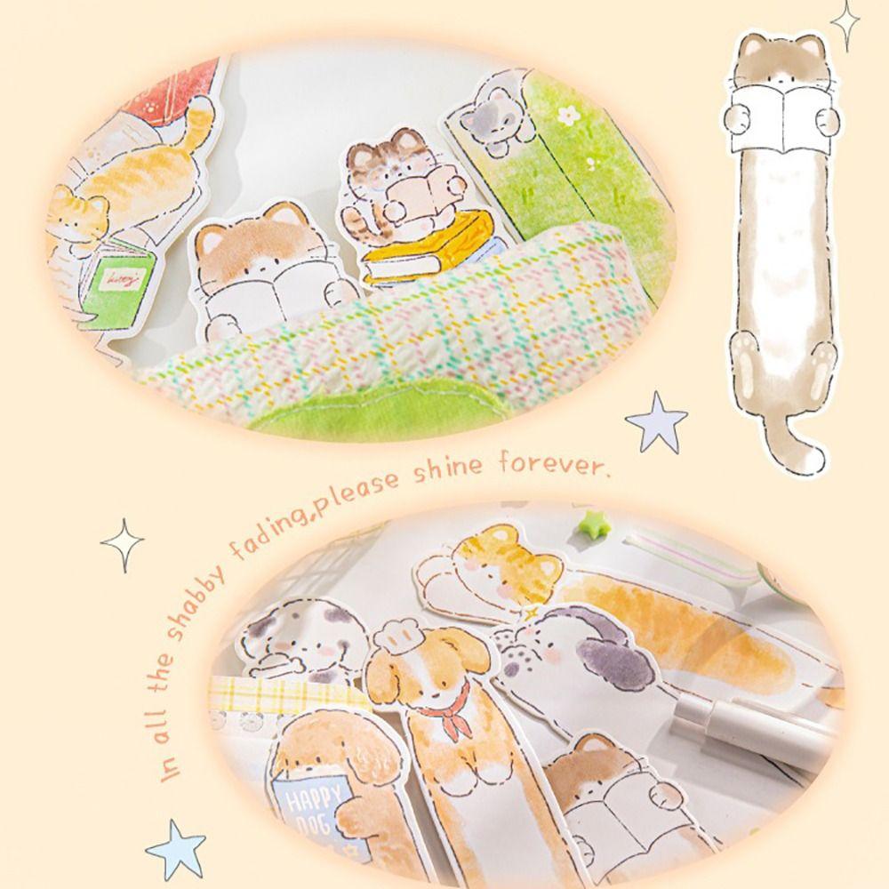 30pcs/Set Cute Paper Small Animal Bookmark Kawaii Kitty Puppy Shape Pagination Mark Reading Book Clip Student Gift