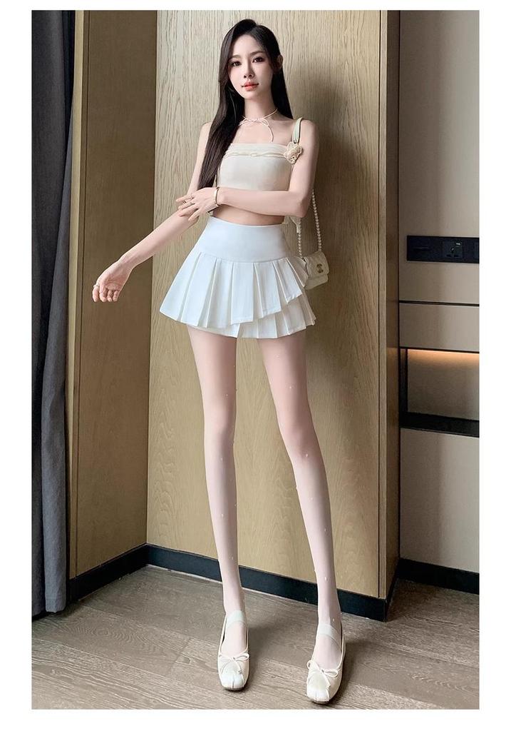 Women's High-Waist Pleated A-Line Skirt - School Style, Spring/Summer