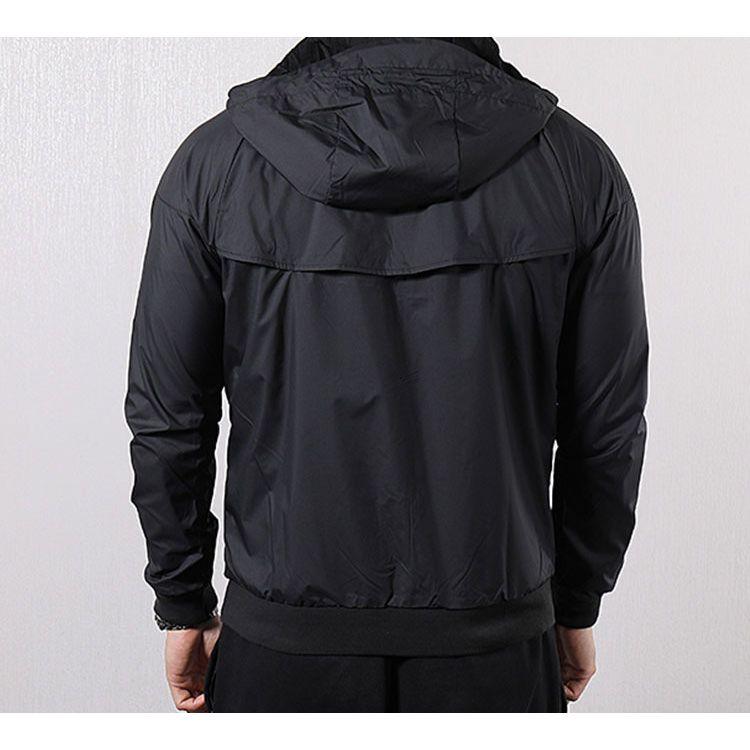 Nike Düz Renk Logo Baskılı Kapşonlu Spor Ceket Erkek Ceketler Siyah AT5271-010