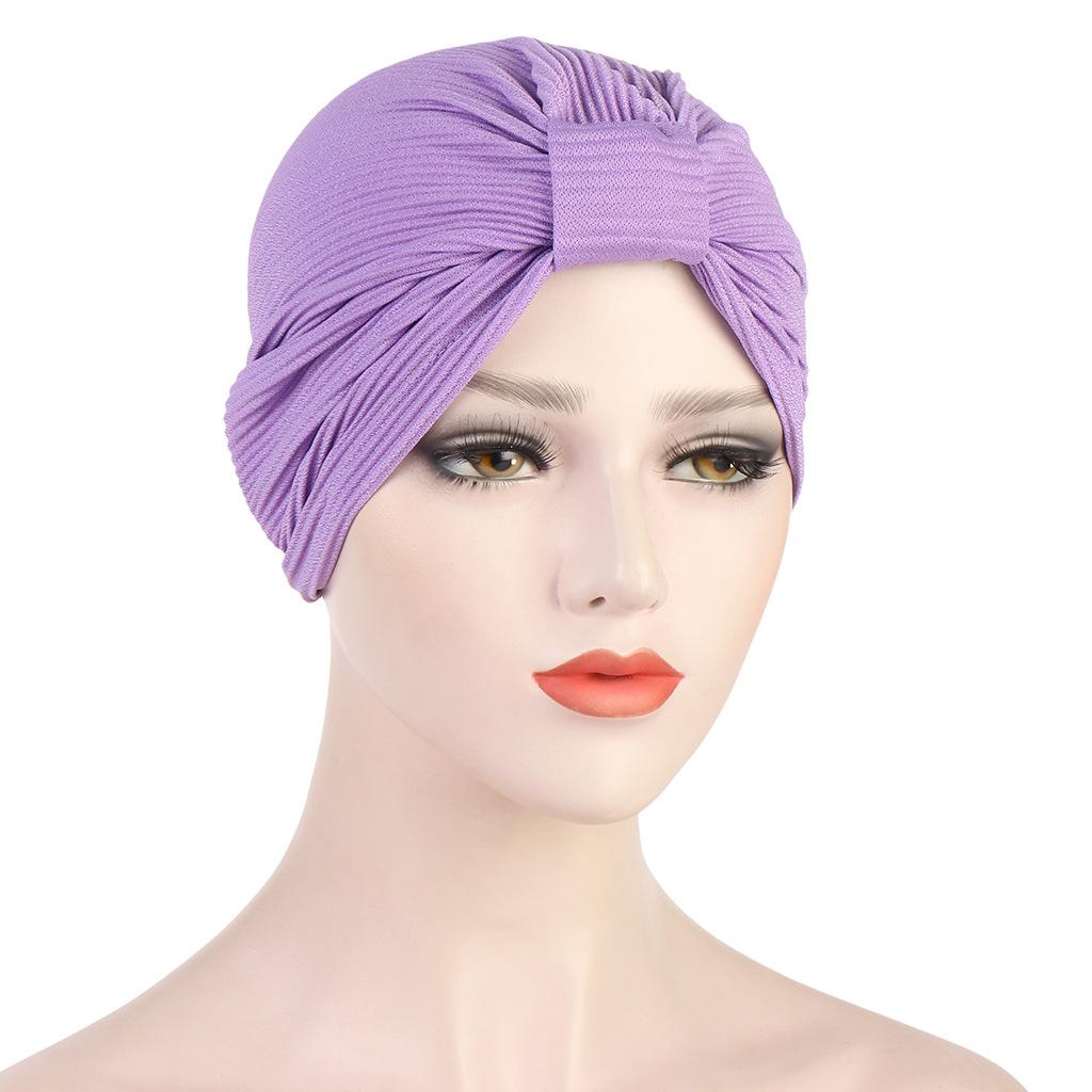 Turbante de algodón y lino para mujer, turbante trenzado para mujer, turbante musulmán, gorro químico, tocado indio