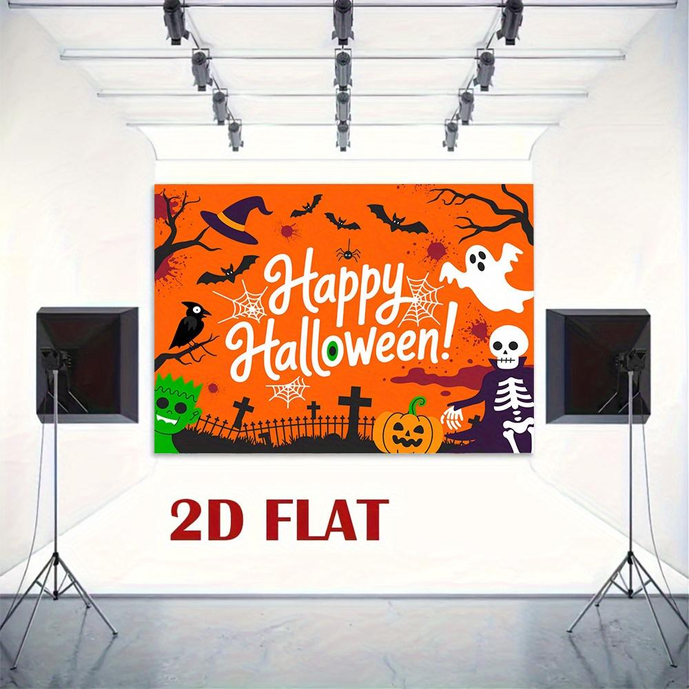 2D Planar Background Banner - Halloween Pumpkin Ghost Pattern Background Fabric, Party Supplies, Photography Background