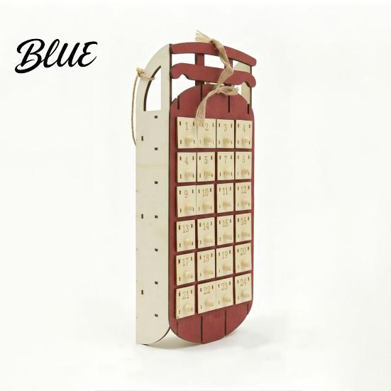 Holiday Surprise Storage Drawers Desktop Calendar 24-Day Sleigh Advent Box Wooden Countdown with Calendar Christmas