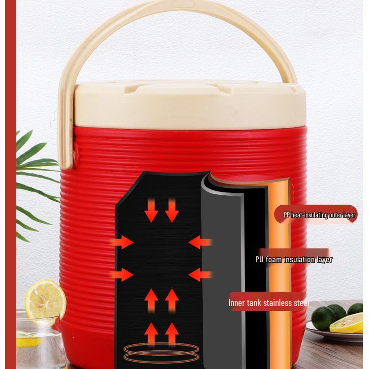 Dual-Layer Stainless Steel Insulated Bucket for Food, Milk Tea, Soup, Boiling Water, and Coffee.