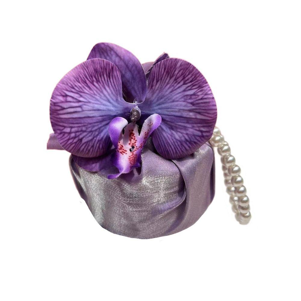 

Large Capacity Butterfly Orchid Handbag Pearl Lanyard Orchid Flower Wrist Bag Outdoor style H