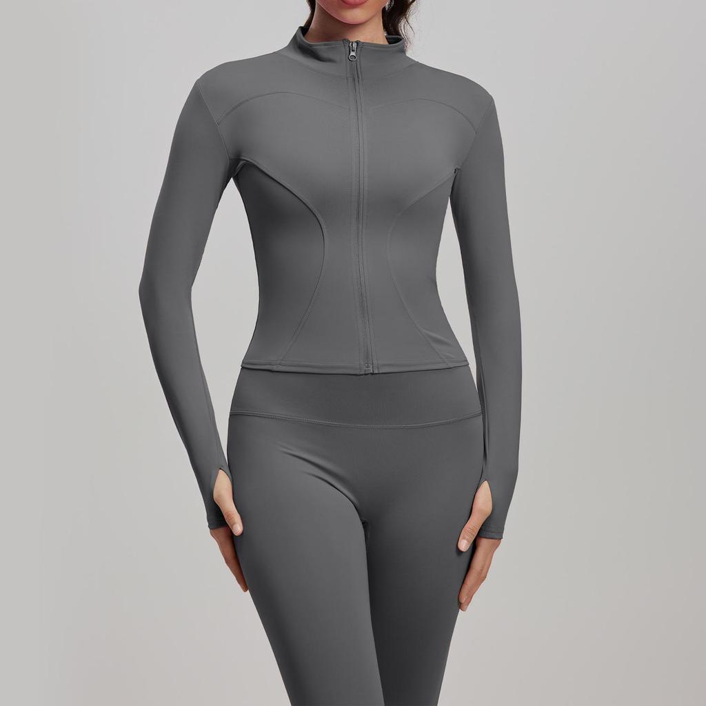 Gray & Blue High Elastic Yoga Suit: Tall Slim Waist & Lifting Buttocks Fitness Set