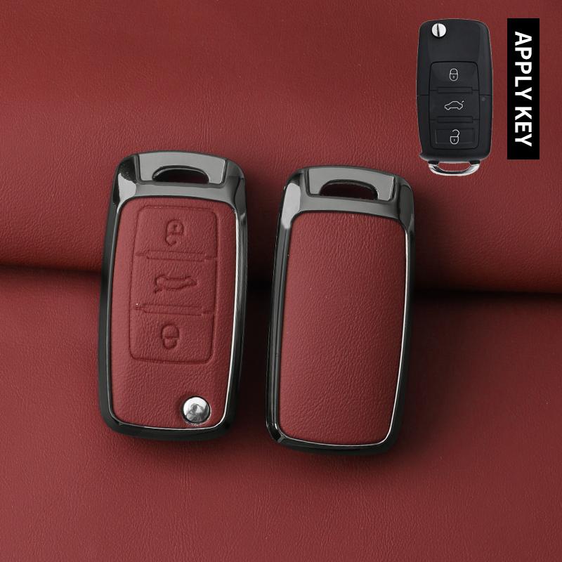 

Metal Leather Car Key Case Cover For VW Volkswagen Polo Tiguan Passat B5 B6 B7 Golf 4 5 6 MK6 Jetta Lavida Skoda Octavia Seat красный