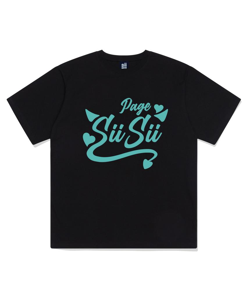 PAGESIISII Devil Sisi Logo Print Short Sleeve T-Shirt Black