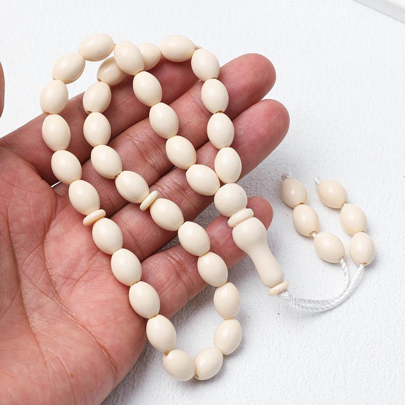 Islamic 33-Bead Tasbih Prayer Rosary, 9x12 mm Beads, Middle Eastern Hui Hand String