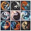 Tai Chi Yin Yang Full 11CT DIY Stamped Cross Stitch Kits 40x40cm Needlework Embroidery Kit for Beginners Adults Home Decor