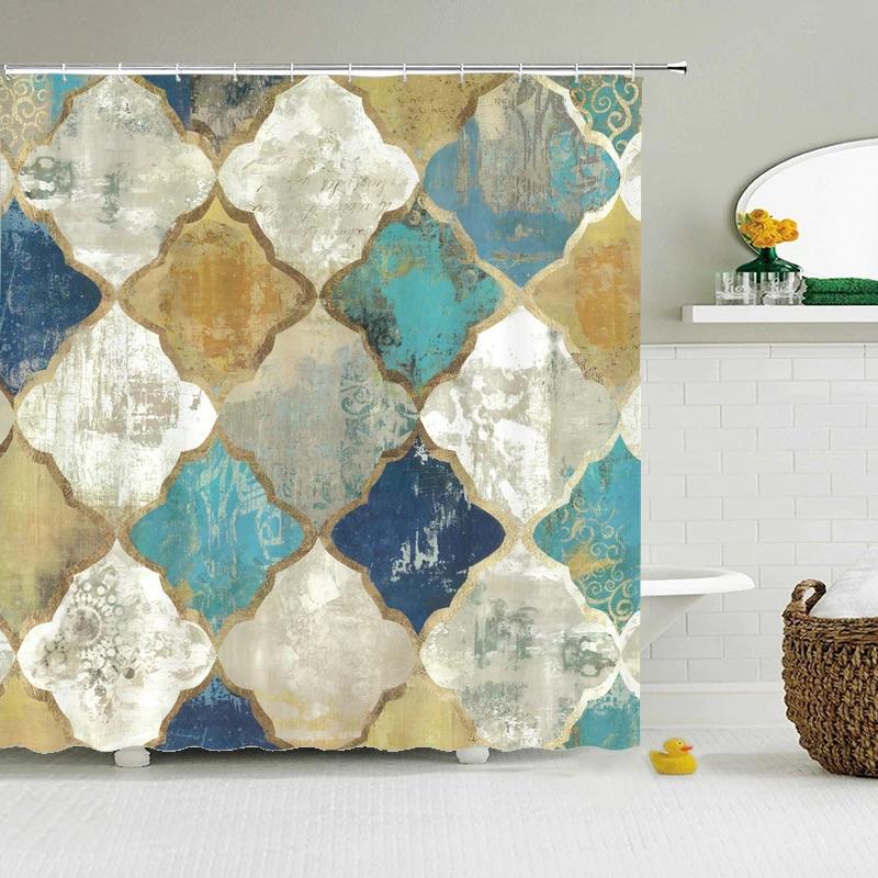 Retro European Shower Curtain ,Flowers Printed Bath Curtain Polyester Fabric Western Style Home Bath Decor Curtains With Hooks