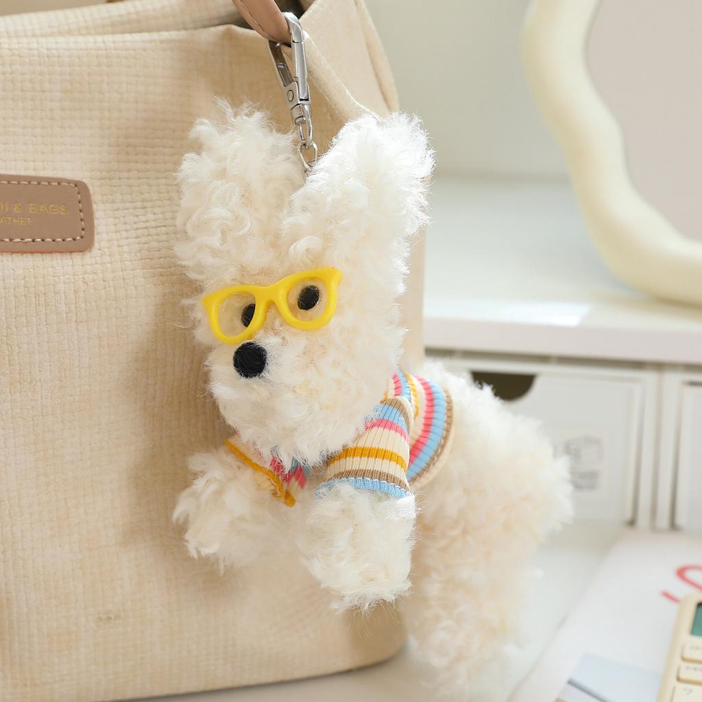 Super Cute Mini West Highland White Terrier Plush Toys Fluffy Puppy Pendants Lovely Keychain Bags Decor Funny Car Interior