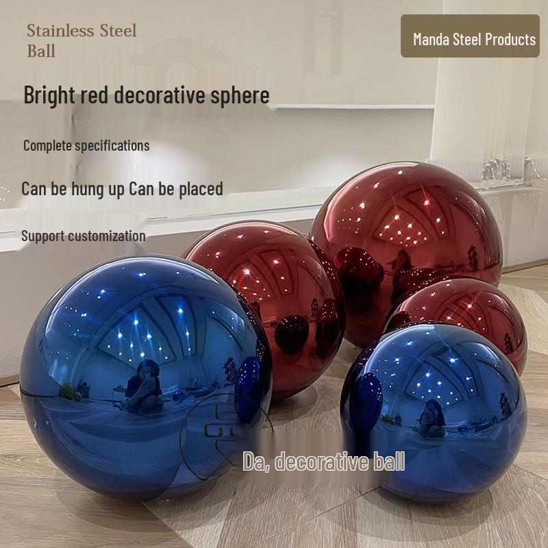 Red Stainless Steel Hollow Sphere for Decorative Hanging or Display
