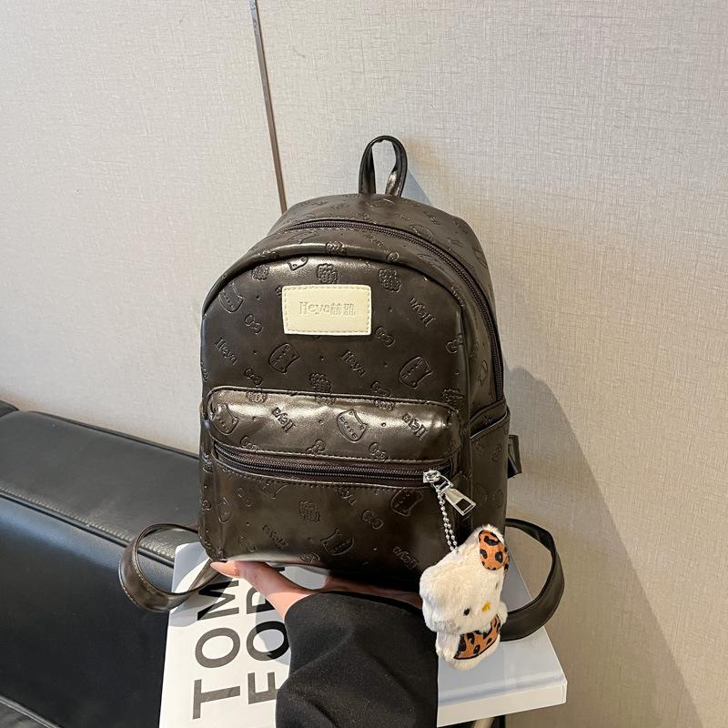 

Retro printed backpack women s 2025 new large-capacity women s bag student commuting advanced sense niche exquisite backpack single bag кофейный